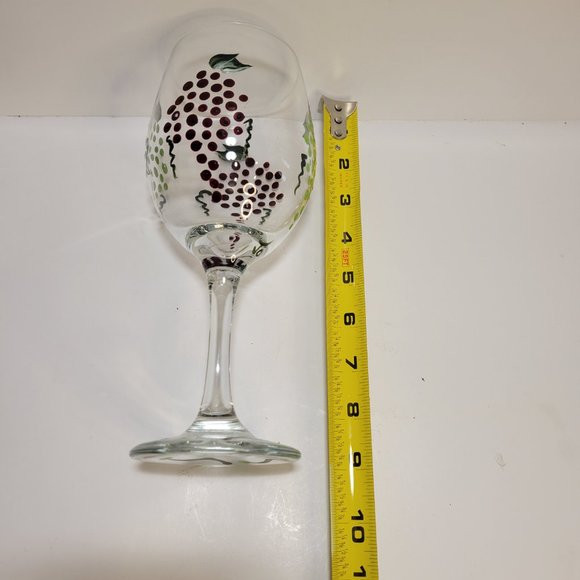 Hand Painted Wine Glasses Purple and Green Grapes Set of 2 17 oz. - Picture 4 of 6